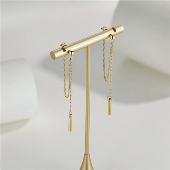 Chain Earrings for Women 18K Gold Plated Dainty Bar Drop Dangle Earrings - Picture 5 of 7